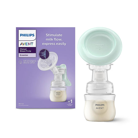 Avent Essential Manual Breast pump- | Easy Silicone massage cushion & Ergonomic handle| Soft & Gentle | BPA Free |SCF417/11