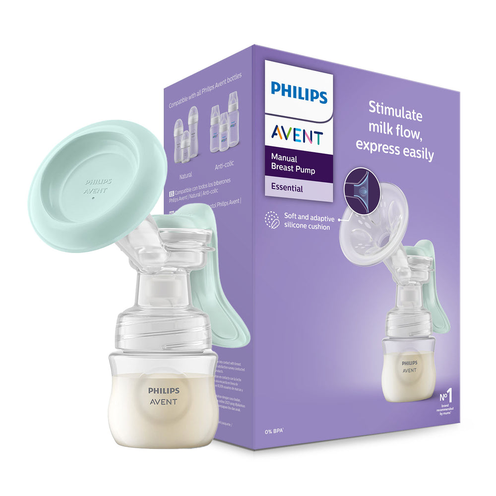 Avent Essential Manual Breast pump- | Easy Silicone massage cushion & Ergonomic handle| Soft & Gentle | BPA Free |SCF417/11