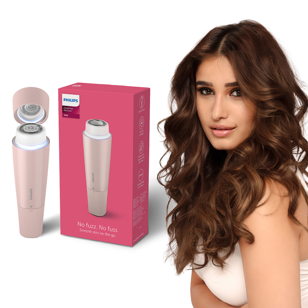 Cordless Facial Hair Remover- with Wide Hypoallergenic Head for gentle experience at home BRR454/00