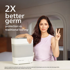 Philips Avent Sterilizer- I No.1 Brand Recommended by Moms Worldwide | Kills 99.9%* germs in 10 mins Cycle with Natural Steam Sterilization I Stays Sterile upto 24hrs* SCF291/00
