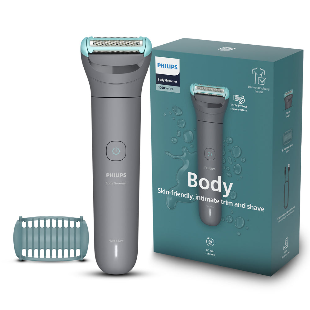Philips Body Trimmer for Men, SkinSafe Grooming for Back, Body & Private Parts