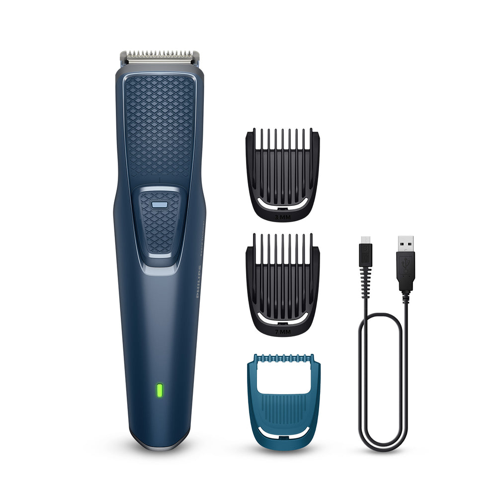 Philips Beard Trimmer for Men with Skin Protect Comb | Self Sharpening Blades
