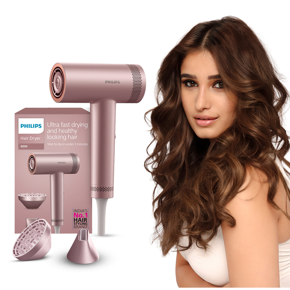 Hair Dryer with ThermoShield Advanced Technology | Ion Function | Brushless DC Motor | Scalp Care | Rose Champagne | BHD833/10