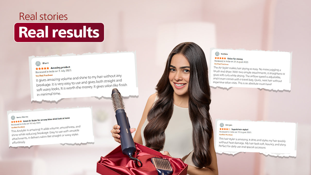 2 in 1 Airstyler | Volumizer + Blow Dryer Brush + Multi-Styler | 3X Volume & 50% Less Hair Breakage | 2 attachments for Straight and Wavy Looks | Argan Oil Infused plates & 4X more Ionic Care for Shinier, Frizz Free Hair | BHA531/10