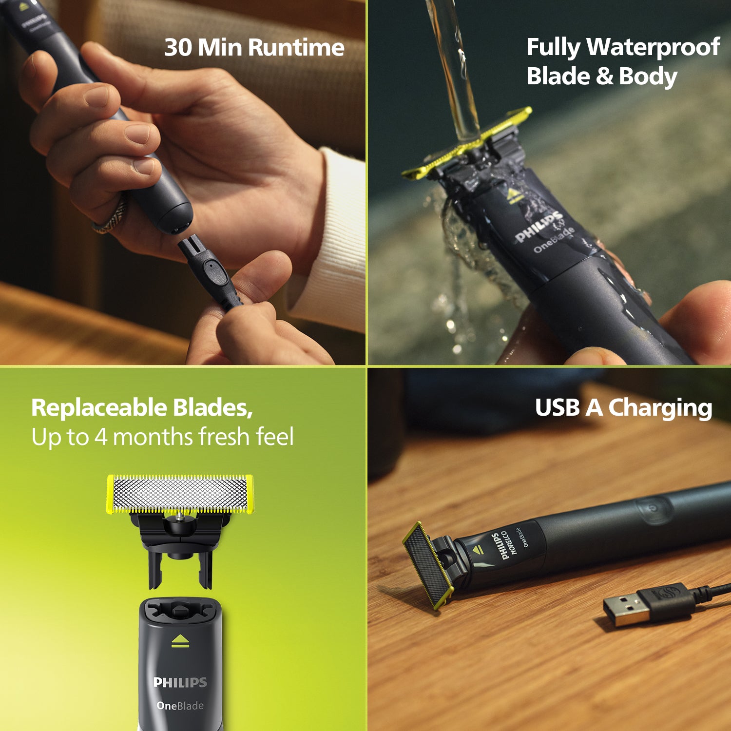 OneBlade - Hybrid Trimmer & RazorI Face + Body I No Cuts Grooming for
