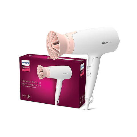 Hair Dryer - | Powerful drying with less heat I 1600 W I Men and Women I Cool Shot | ThermoProtect Care I Travel friendly BHD308/30-EMP