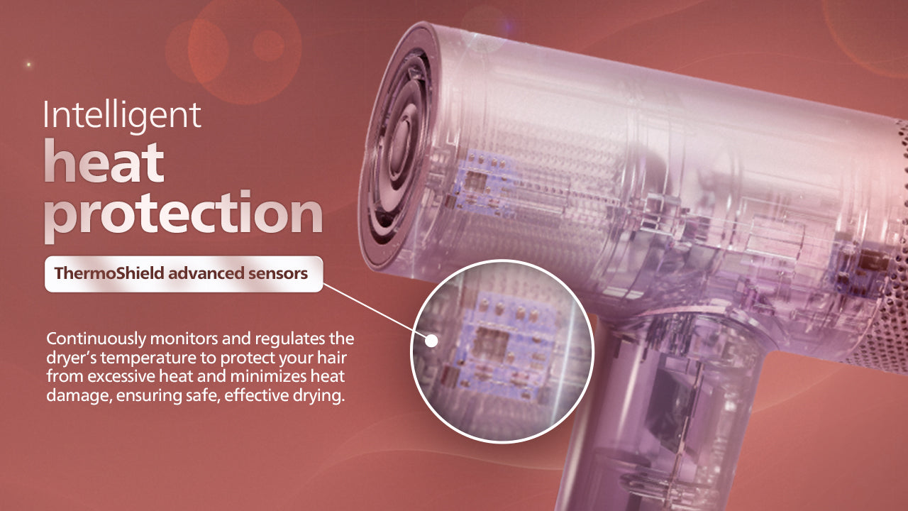 Hair Dryer with ThermoShield Advanced Technology | Ion Function | Brushless DC Motor | Scalp Care | Rose Champagne | BHD833/10