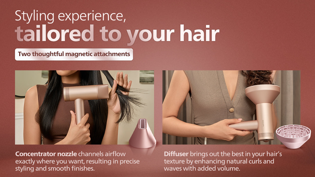 Hair Dryer with ThermoShield Advanced Technology | Ion Function | Brushless DC Motor | Scalp Care | Rose Champagne | BHD833/10