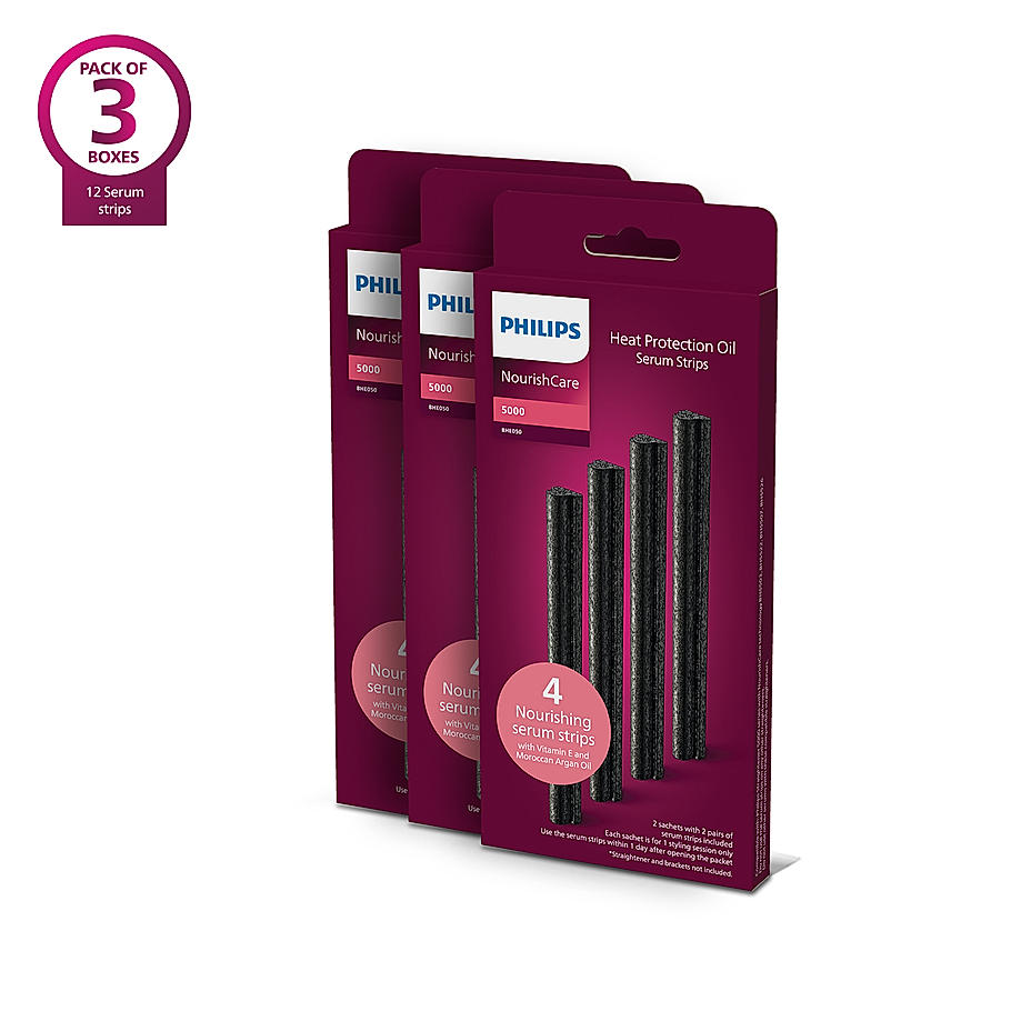NourishCare Straightener Serum Strips - I Uniquely designed pack of 12 nourishing serum strips I Replaceable Serum Strip for BHS526/00, BHS503/40, BHS507/40, BHS522/00 | BHE050/00*3
