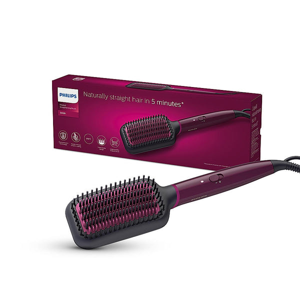 Hair Straightening Brush-with Silk Protect Technology I Naturally Straight hair in 5 Mins I  BHH730/00 | With 6 Month Warranty Just For Employees*