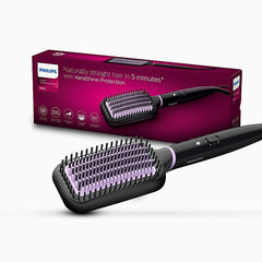 Hair Straightening Brush - Everyday Styling with KerashineCare in 5 mins | ThermoProtect Technology I Natural Straight, Shiny and Frizz Free Hair I Triple Bristle Design I BHH880/10 | With 6 Month Warranty Just For Employees*