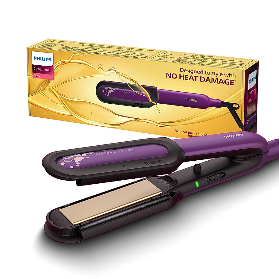 NourishCare- India's First Hair Straightener designed for No Heat Damage I Uniquely designed NourishCare & Kerashine Technology for Styling with heat protection , Moisture Lock for Nourished Hair , Detachable Serum strips & Brackets , BHS526/