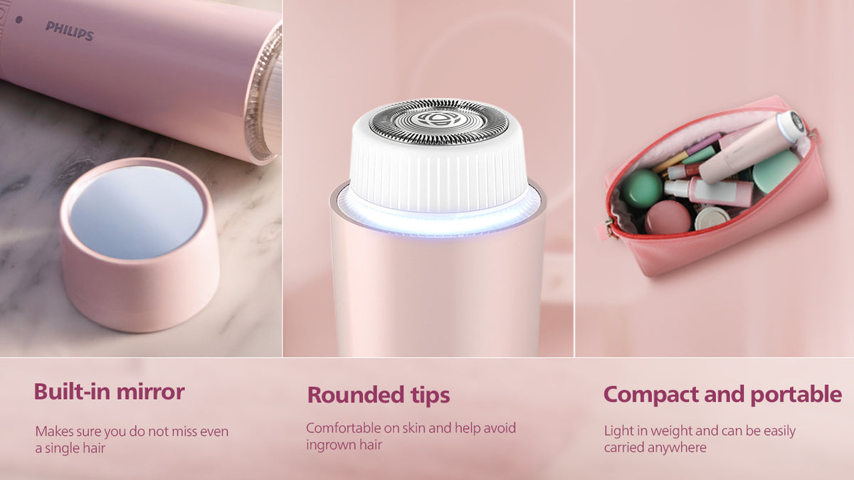 Cordless Facial Hair Remover- with Wide Hypoallergenic Head for gentle experience at home BRR454/00