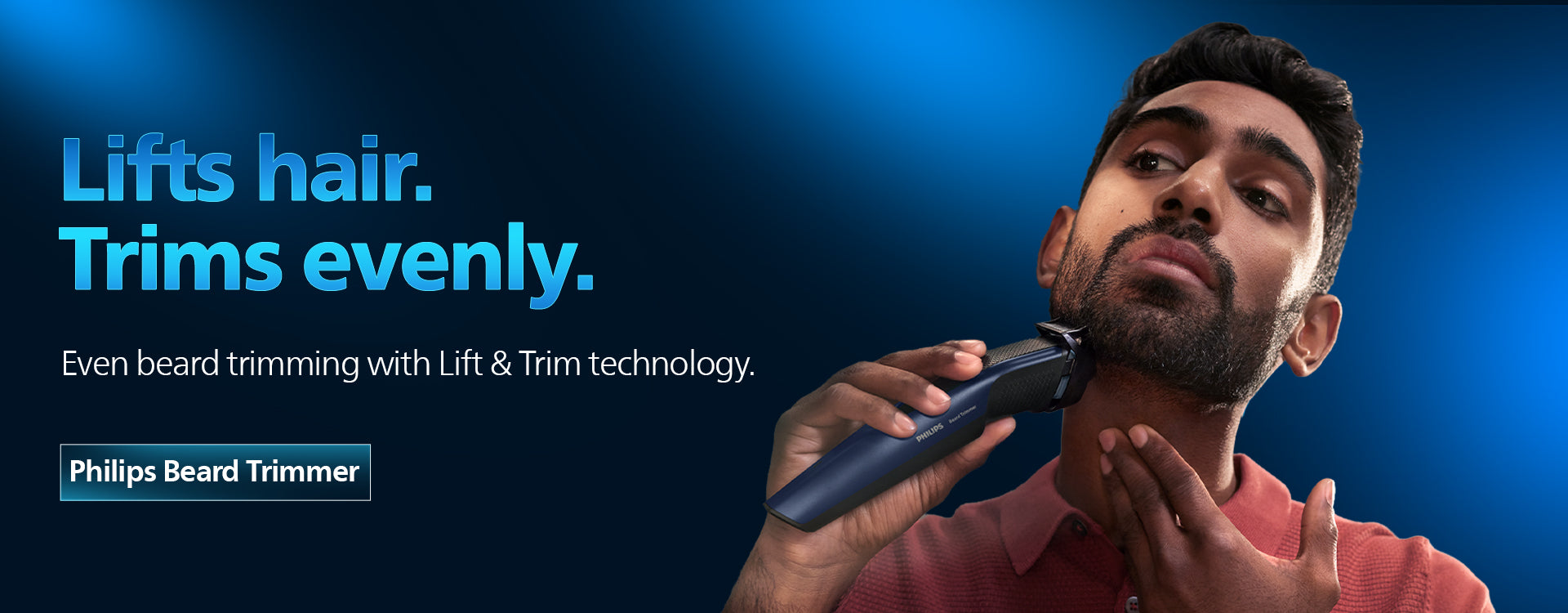 Philips Skin Friendly Beard Trimmer For Men with 10 Length Settings | Lift & Trim Technology | Self Sharpening Blades