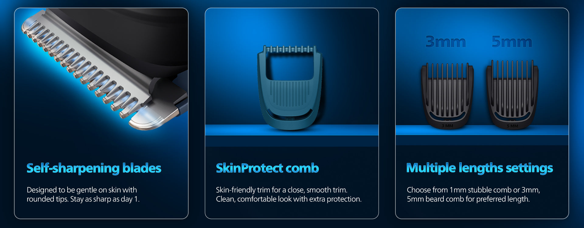 Philips Skin Friendly Beard Trimmer For Men with 10 Length Settings | Lift & Trim Technology | Self Sharpening Blades