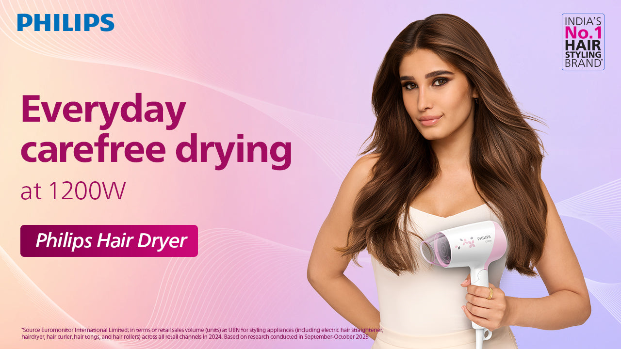 Hair Dryer- Thermoprotect Technology | On The Go Dryer | 3 Heat & Speed Settings | Quick, Gentle Drying for Shiny Hair | HP8120/00