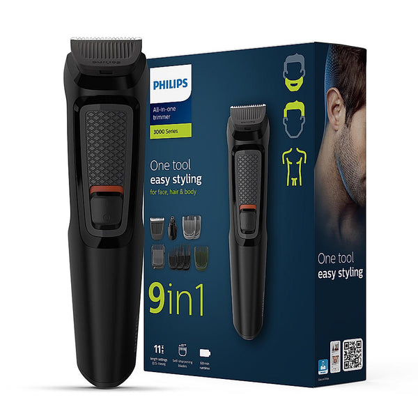 India's No.1 Men's Trimmer- | 9 in 1 Face, Nose and Body , Effortless Grooming at Home , Self Sharpening Stainless Steel Blades , No Oil Needed , 3 year warranty , 60 min runtime, MG3710/65
