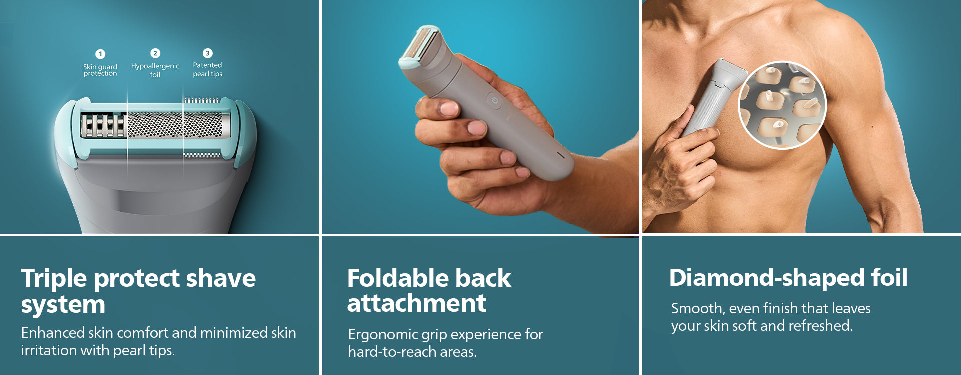 Philips Body Trimmer for Men, SkinSafe Grooming for Back, Body & Private Parts