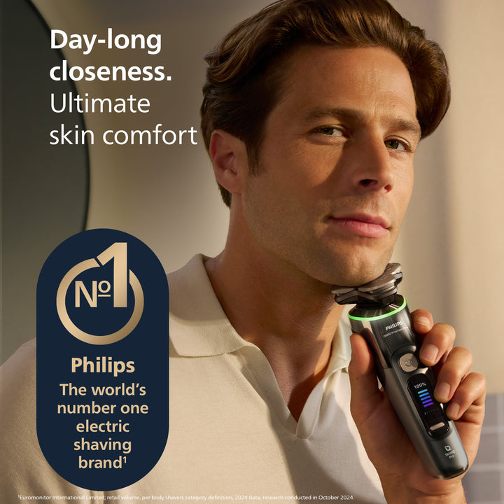 Philips Shaver i9000 Prestige Ultra, Wet & Dry Electric Shaver, Dark Slate, Skin IQ Pro Technology, Triple Lift & Cut System, 360 Rotating NanoTech Precision Blades, 5 Shaving Modes, Model XP9402/11