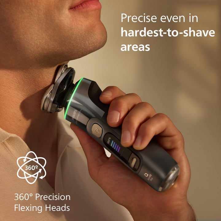 Philips Shaver i9000 Prestige Ultra, Wet & Dry Electric Shaver, Dark Slate, Skin IQ Pro Technology, Triple Lift & Cut System, 360 Rotating NanoTech Precision Blades, 5 Shaving Modes, Model XP9402/11
