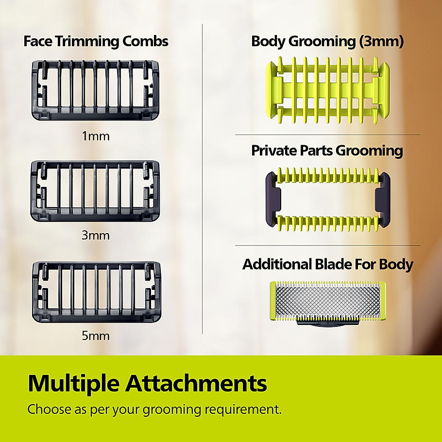 OneBlade - Hybrid Trimmer & RazorI Face + Body I No Cuts Grooming for