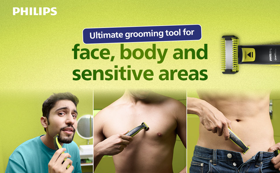 Philips OneBlade Turbo2X Face & Body Trim, Edge, Shave | Dual Protect Tech | Suits all skin types & beard thickness