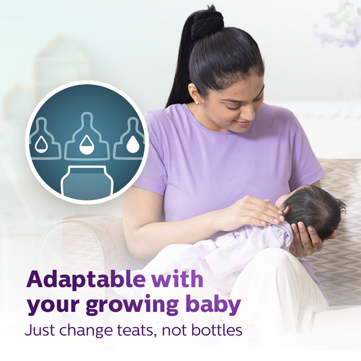 Avent- Grow Anti Colic Feeding Bottle for Babies aged 1 month and above | 250ml | Pack of 1 | BPA Free | SCF061/01
