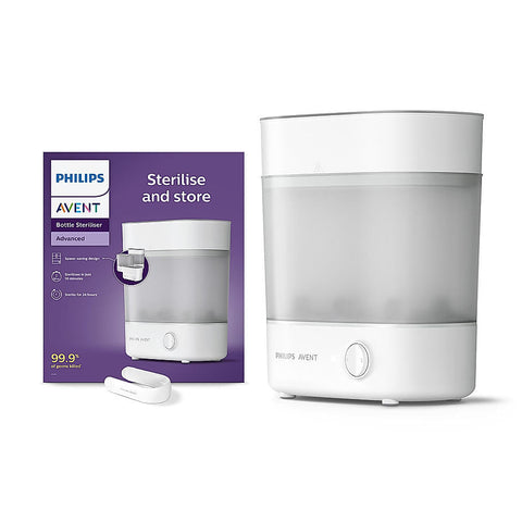Philips Avent Sterilizer- I No.1 Brand Recommended by Moms Worldwide | Kills 99.9%* germs in 10 mins Cycle with Natural Steam Sterilization I Stays Sterile upto 24hrs* SCF291/00