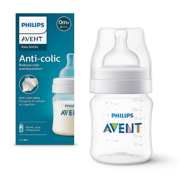 Avent- Anti Colic Feeding Bottle for Newborn Babies | 125ml | Pack of 1 | BPA Free | Newborn Flow Rate | Secure Latch | SCY100/10