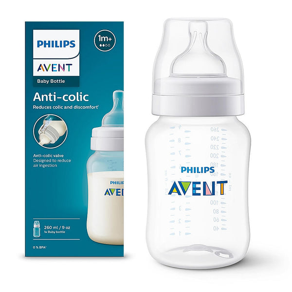 Avent- Anti Colic Feeding Bottle for Babies aged 1 month and above | 260ml | Pack of 1 | BPA Free |Newborn Flow Rate | Secure Latch| SCY103/10