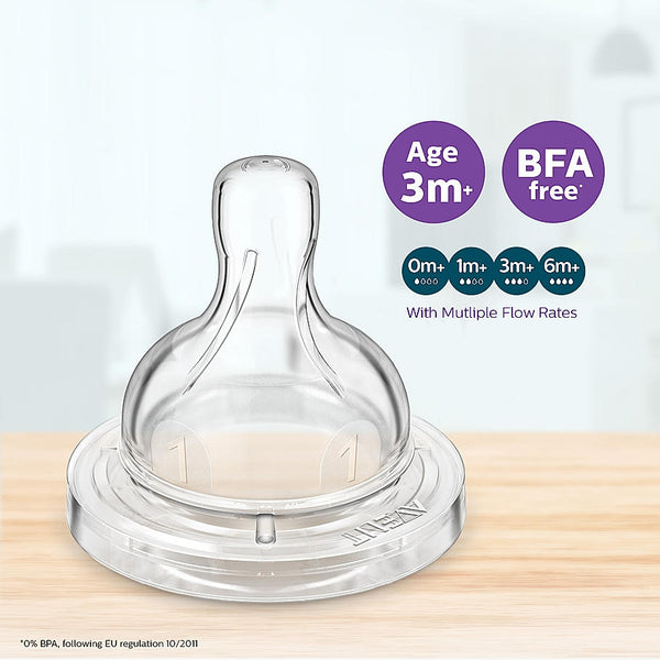 Avent- Anti Colic Teat for Babies aged 3 months and above | Flow 3 | Pack of 2 | BPA Free | SCY763/02