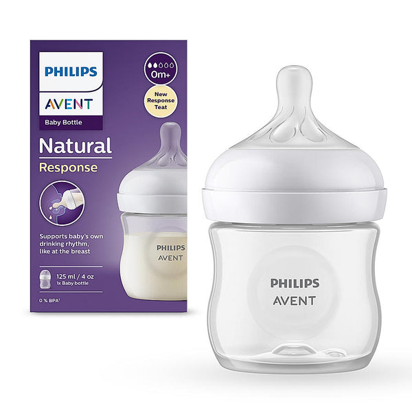 Philips Avent Natural Baby Feeding Bottle- | No.1 Brand Recommended by Moms Worldwide | Ideal for 0 months+| Natural Response Technology Mimics Breastfeeding | Uniquely Designed Nipple releases milk only when baby drinks | Pack of 1 | SCY900/01