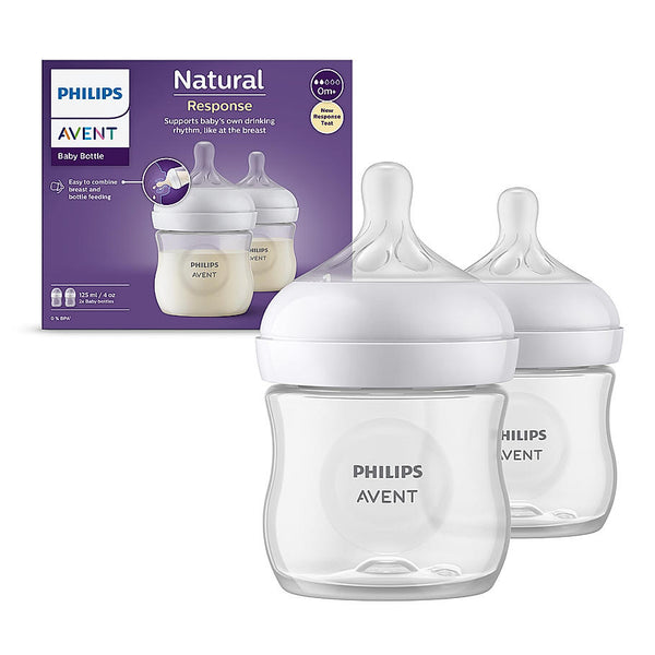 Philips Avent Natural Baby Feeding Bottle- | No.1 Brand Recommended by Moms Worldwide | Ideal for 0 months+| Natural Response Technology Mimics Breastfeeding | Uniquely Designed Nipple releases milk only when baby drinks | Pack of 2 | SCY900/02