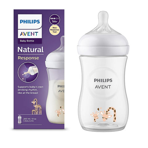 Philips Avent Natural Baby Feeding Bottle- | No.1 Brand Recommended by Moms Worldwide | Ideal for 1 months+| Natural Response Technology Mimics Breastfeeding | Uniquely Designed Nipple releases milk only when baby drinks | Pack of 1 | SCY903/66-EMP
