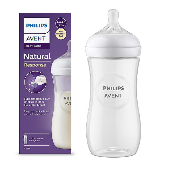Philips Avent Natural Baby Feeding Bottle- | No.1 Brand Recommended by Moms Worldwide | Ideal for 3 months+| Natural Response Technology Mimics Breastfeeding | Uniquely Designed Nipple releases milk only when baby drinks | Pack of 1 | SCY906/01