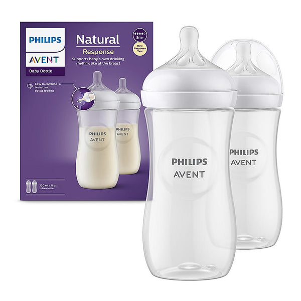 Philips Avent Natural Baby Feeding Bottle- | No.1 Brand Recommended by Moms Worldwide | Ideal for 3 months+| Natural Response Technology Mimics Breastfeeding | Uniquely Designed Nipple releases milk only when baby drinks | Pack of 2 | SCY906/02
