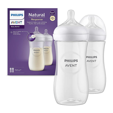 Philips Avent Natural Baby Feeding Bottle- | No.1 Brand Recommended by Moms Worldwide | Ideal for 3 months+| Natural Response Technology Mimics Breastfeeding | Uniquely Designed Nipple releases milk only when baby drinks | Pack of 2 | SCY906/02
