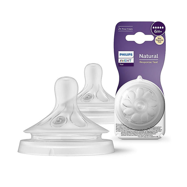 Aven- Natural Response Teat for Babies Aged 6 months and above| Flow 5 | Pack of 2 | BPA Free | SCY965/02-EMP