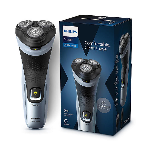 Electric Shaver for Men-| SkinProtect Technology, Wet and Dry Shave | 4D Floating Heads | 27 Self Sharpening Blades | Pop up Trimmer | Cordless | Waterproof | X3063/03-EMP